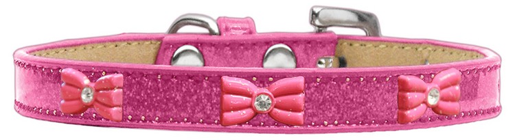 Pink Glitter Bow Widget Dog Collar Pink Ice Cream Size 14